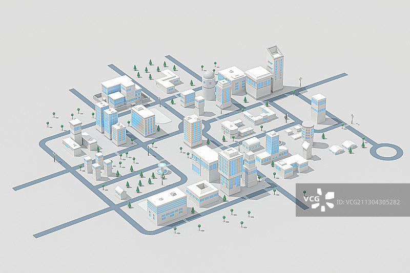迷你都市模型建筑 3D渲染图片素材