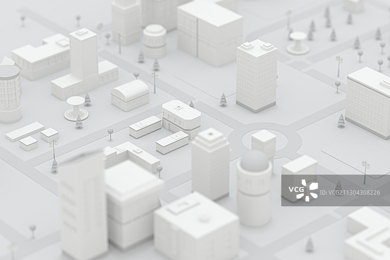 三维迷你都市 城市建筑与道路 3D渲染图片素材