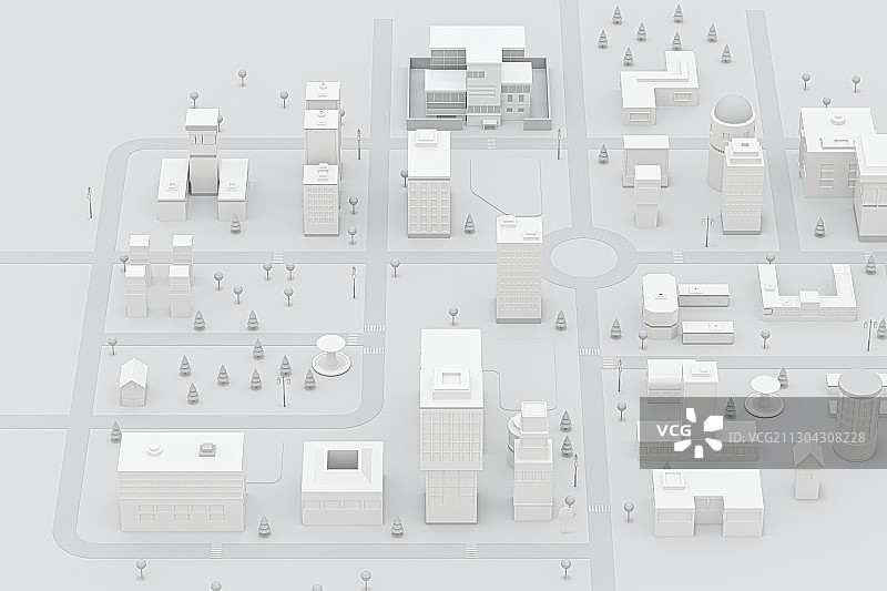 三维迷你都市 城市建筑与道路 3D渲染图片素材