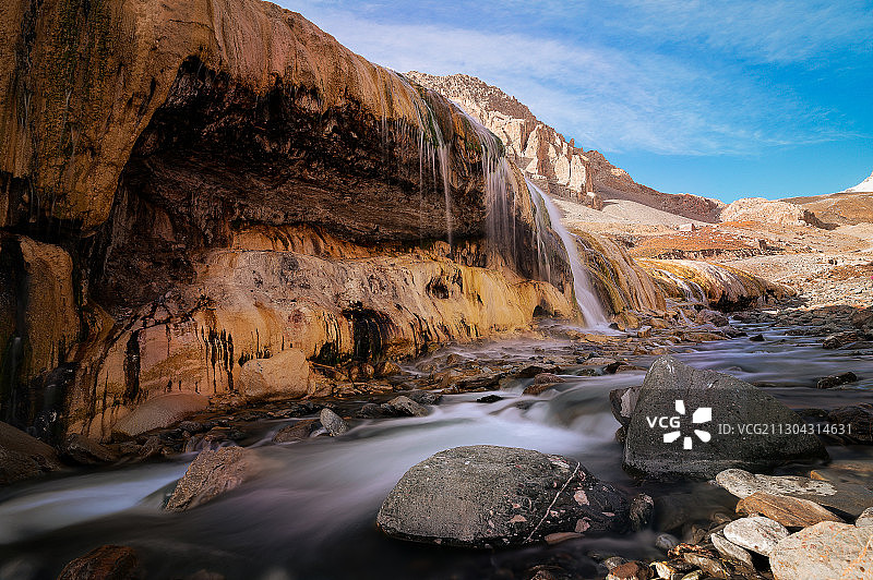 七彩瀑布.岗什卡雪山图片素材
