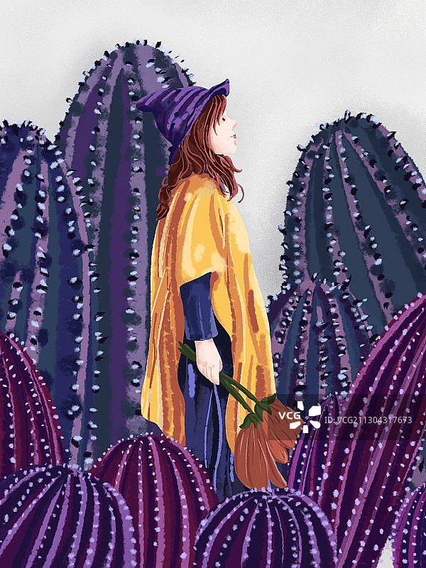 女孩与植物图片素材