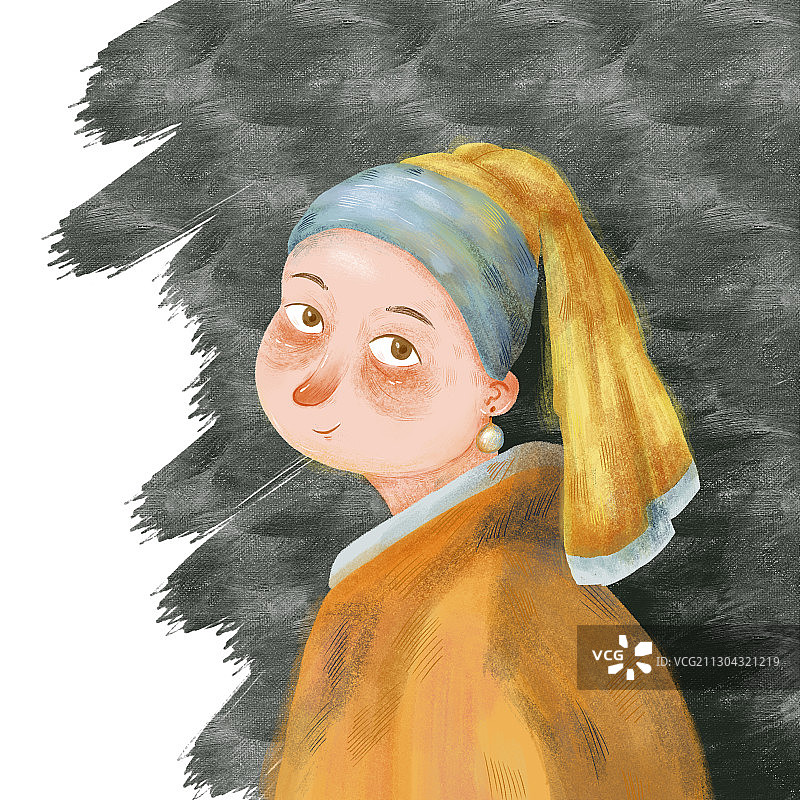 戴珍珠项链的少女图片素材