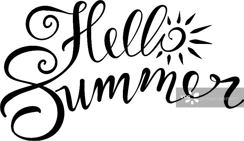 手绘你好夏天文字和太阳图标图片素材