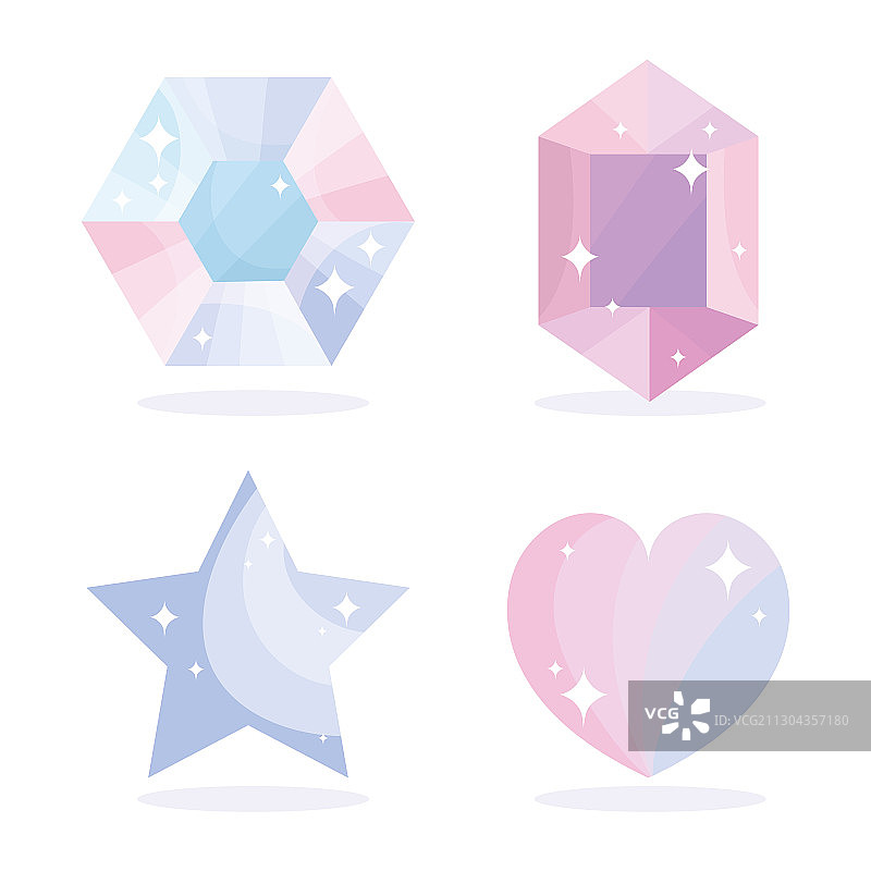 宝石钻石星星心形珠宝奢华图标集图片素材