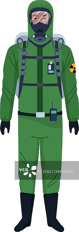身穿绿色生物安全服的工人图片素材
