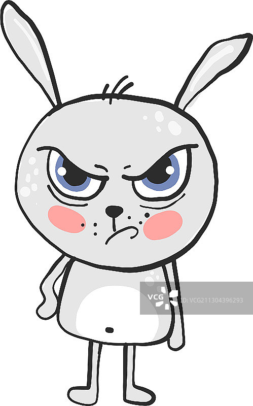 白色背景上的愤怒兔子图片素材