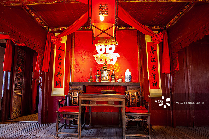 江西婺源县篁岭村怡心楼婚堂图片素材