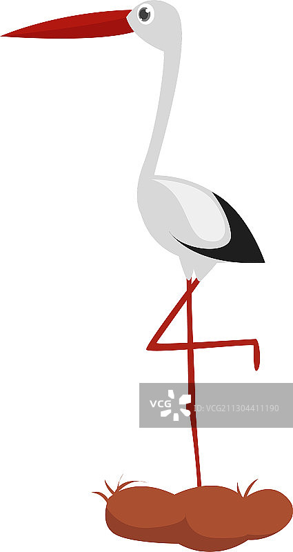 站在白色背景上的一条腿上的鹳图片素材