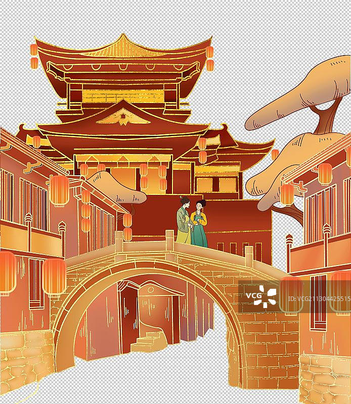 元宵节迎花灯喜庆节日元素图片素材