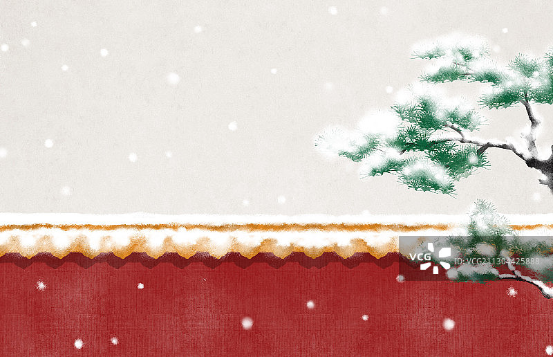 故宫雪松插画图片素材