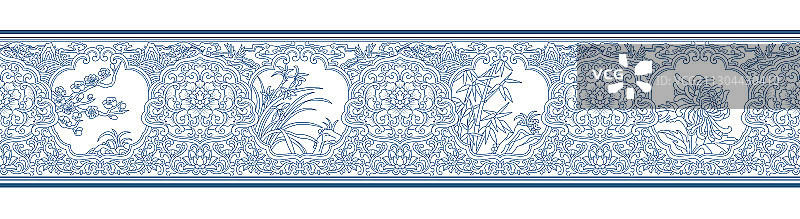 梅兰竹菊花纹图案图片素材