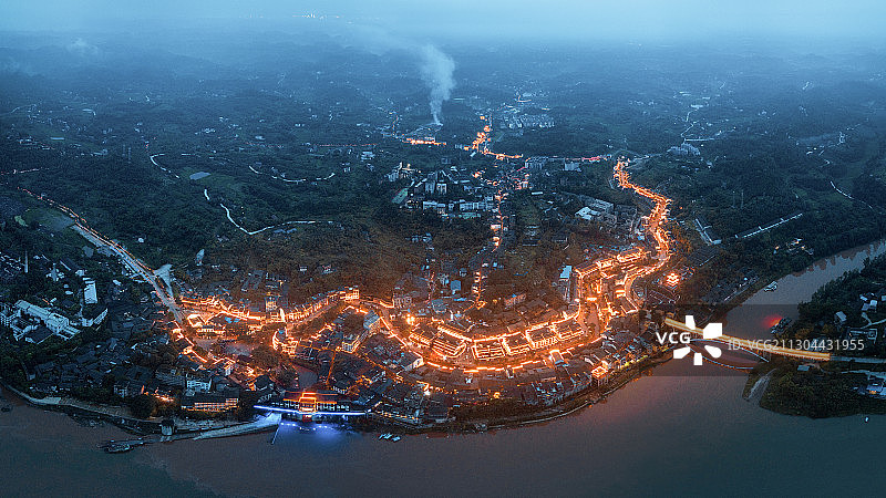 航拍重庆安居古镇全景图片素材