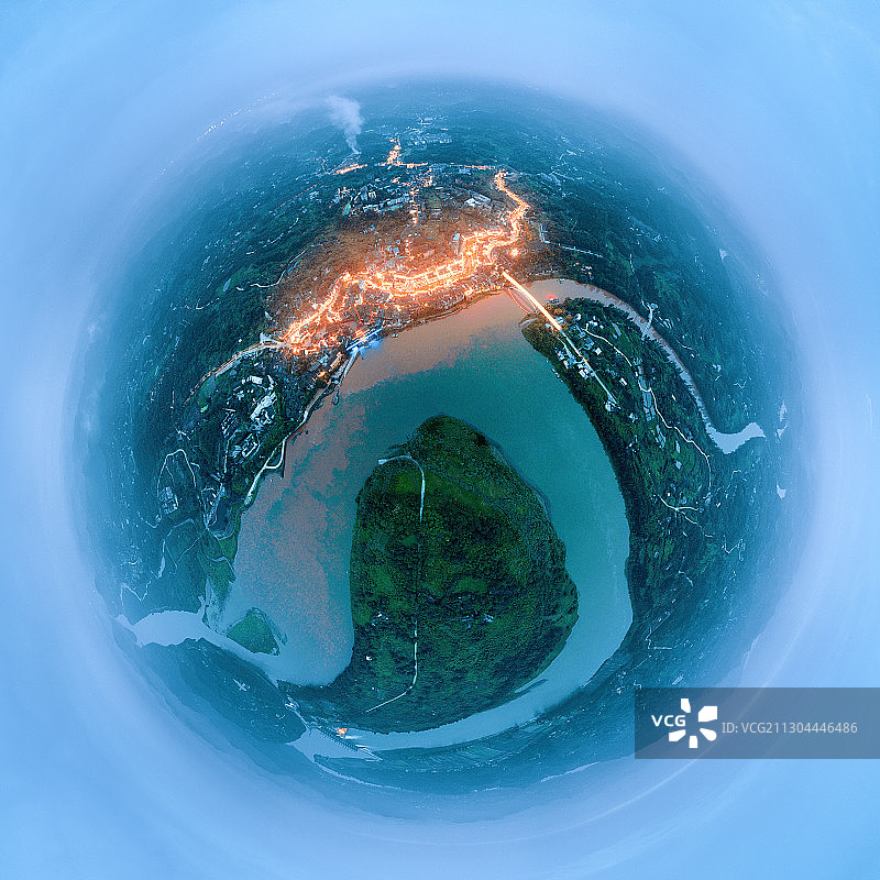 重庆安居古城全景航拍图片素材