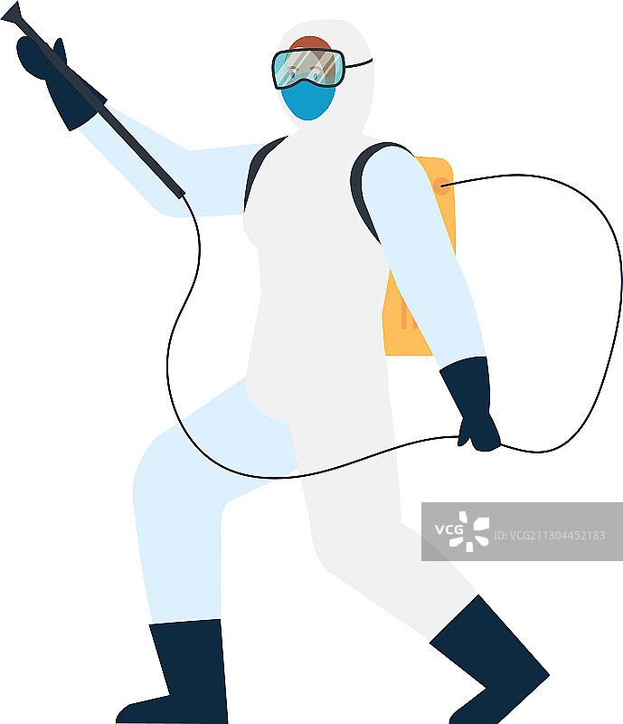 穿防护服喷洒病毒的人图片素材