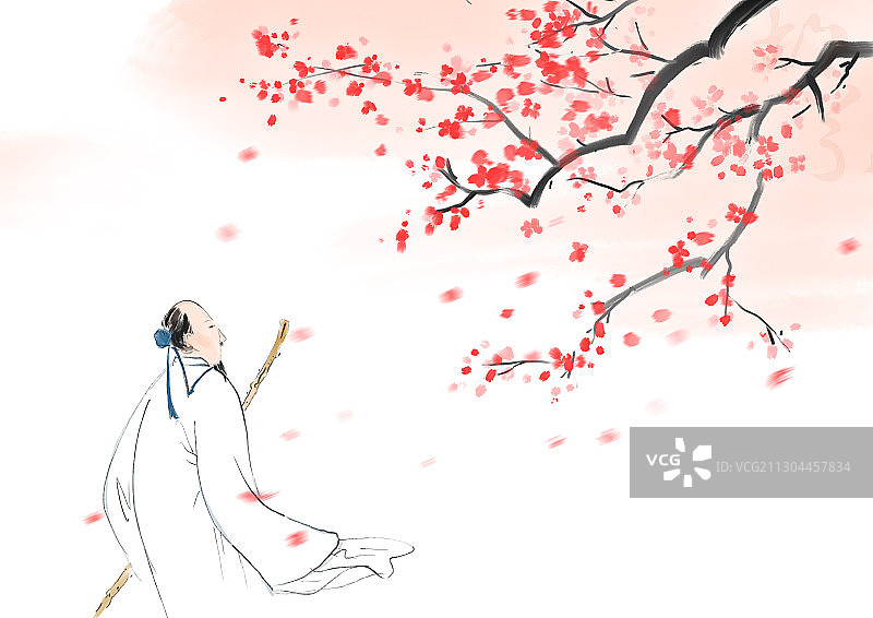 中国风著名诗人插画图片素材