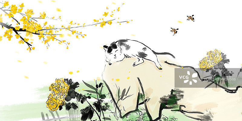 中国风水墨花鸟画图片素材