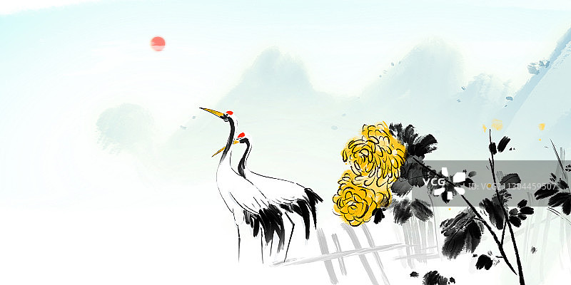 中国风水墨花鸟画图片素材