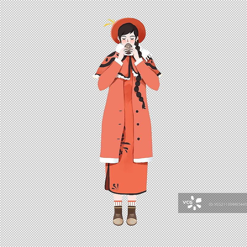 鹿与吹埙的女孩图片素材