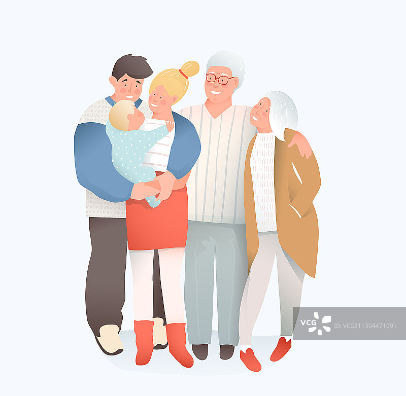 年轻的母亲、父亲和祖父图片素材