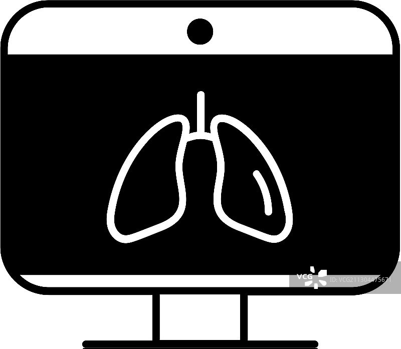 关于肺部的在线黑色扁平图标图片素材