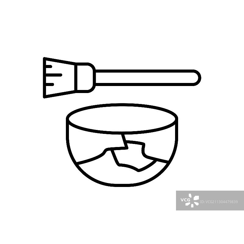 碗和刷子线条艺术图标图片素材