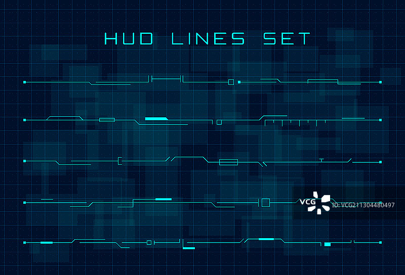 蓝色HUD未来科技风页眉页脚合集图片素材