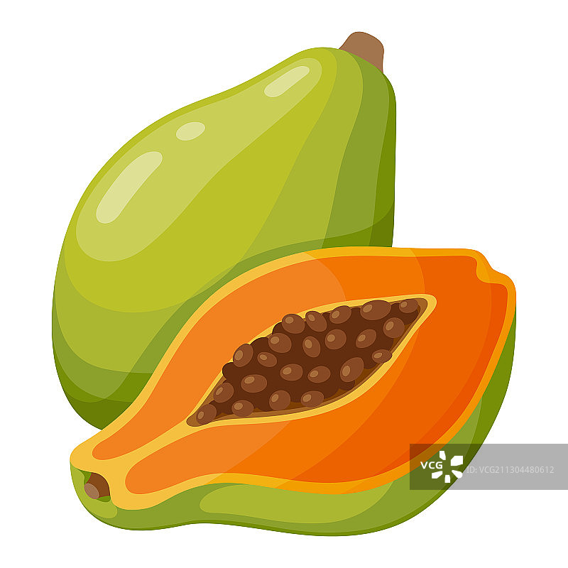 美味新鲜热带甜点番木瓜水果图标图片素材