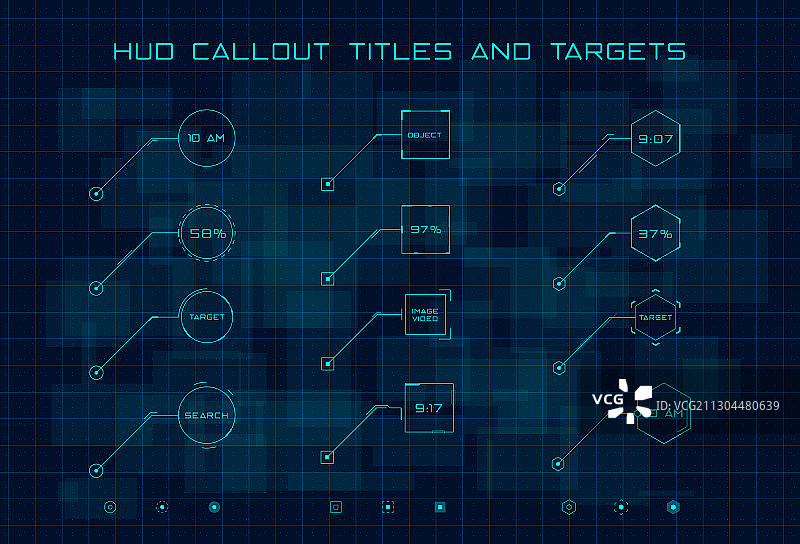 HUD蓝色标注标题和目标合集图片素材