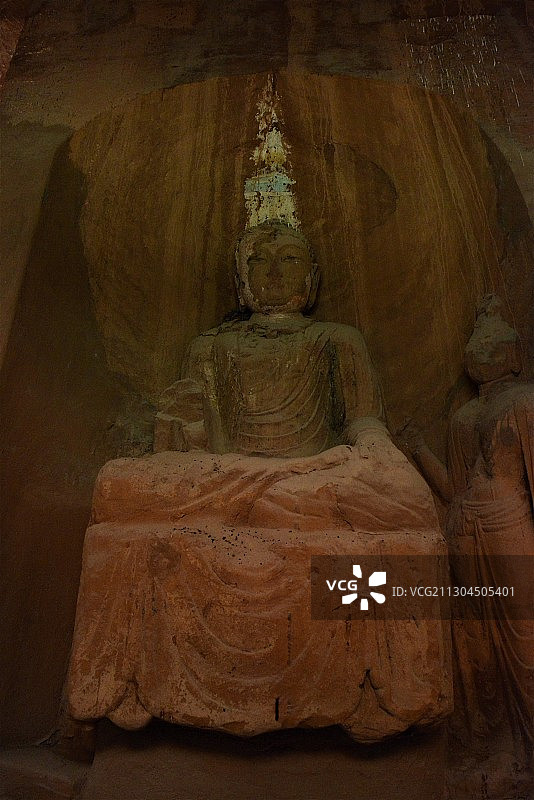 宁夏须弥山石窟佛造像图片素材