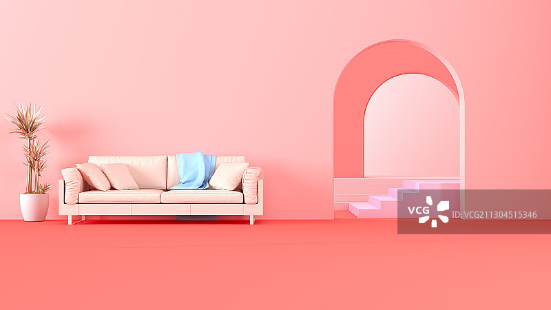 三维渲染的客厅和电子商务产品展示平台图片素材