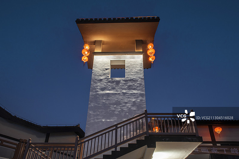 隋唐古镇夜色图片素材