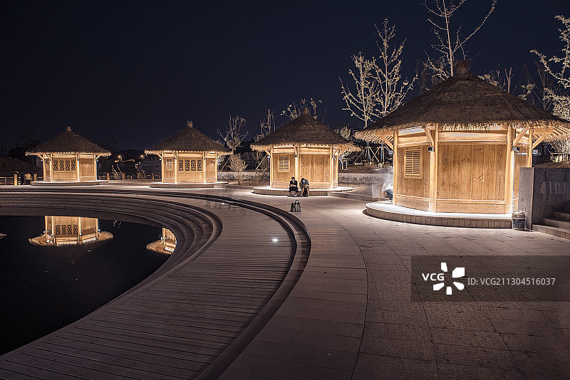 隋唐古镇夜色图片素材