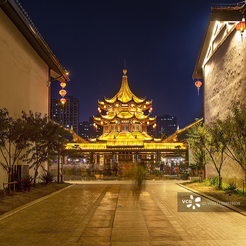 隋唐古镇夜色图片素材