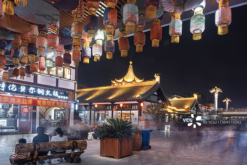 隋唐古镇夜色图片素材