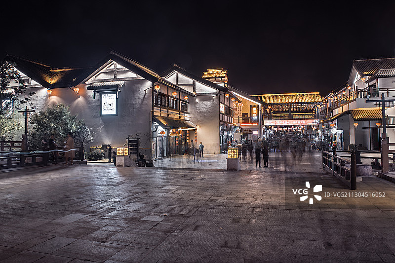 隋唐古镇夜色图片素材