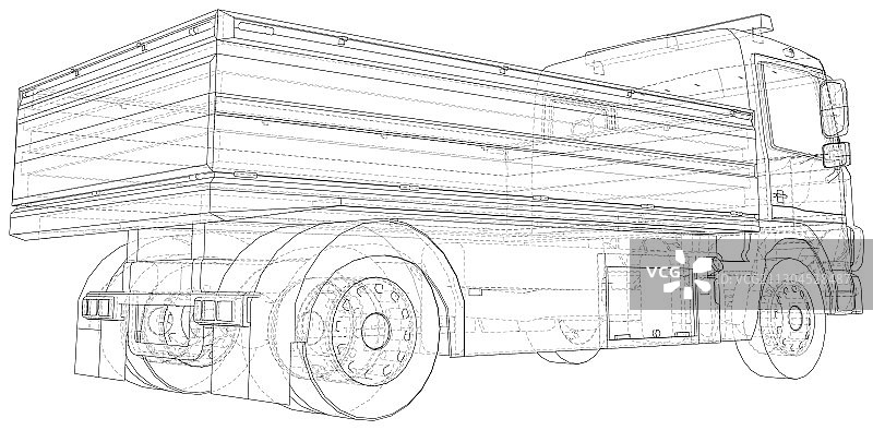 线框平板卡车图片素材