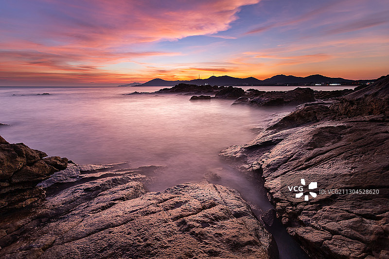 半湾夕照图片素材