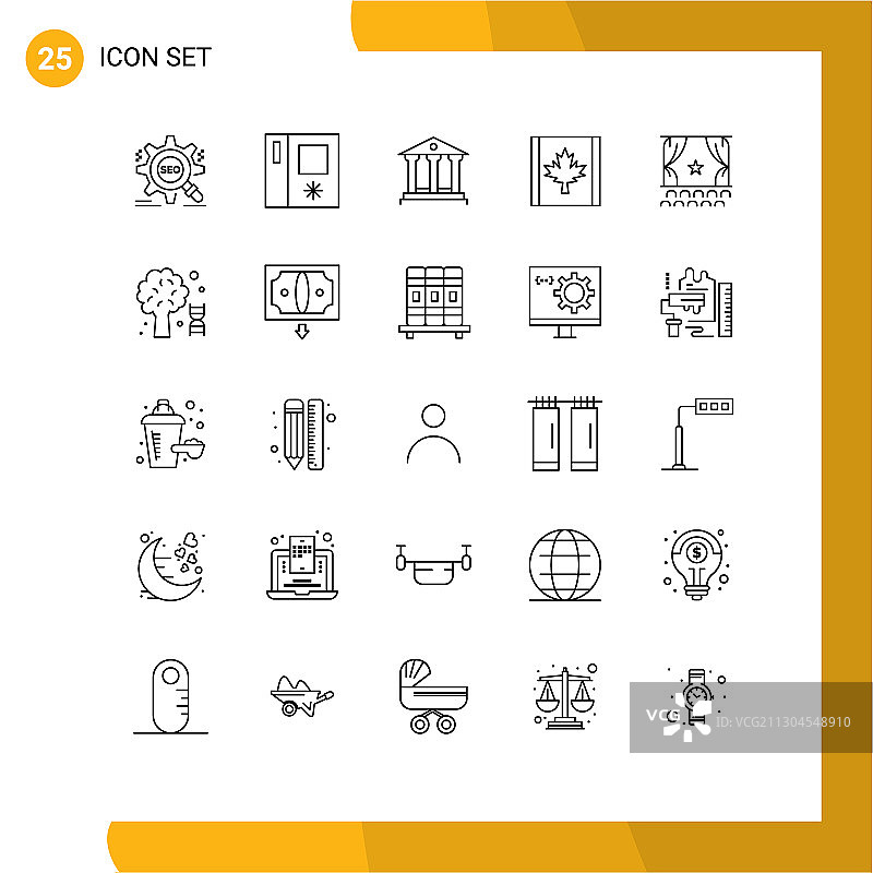 25个主题线条和可编辑符号胶片图案图片素材