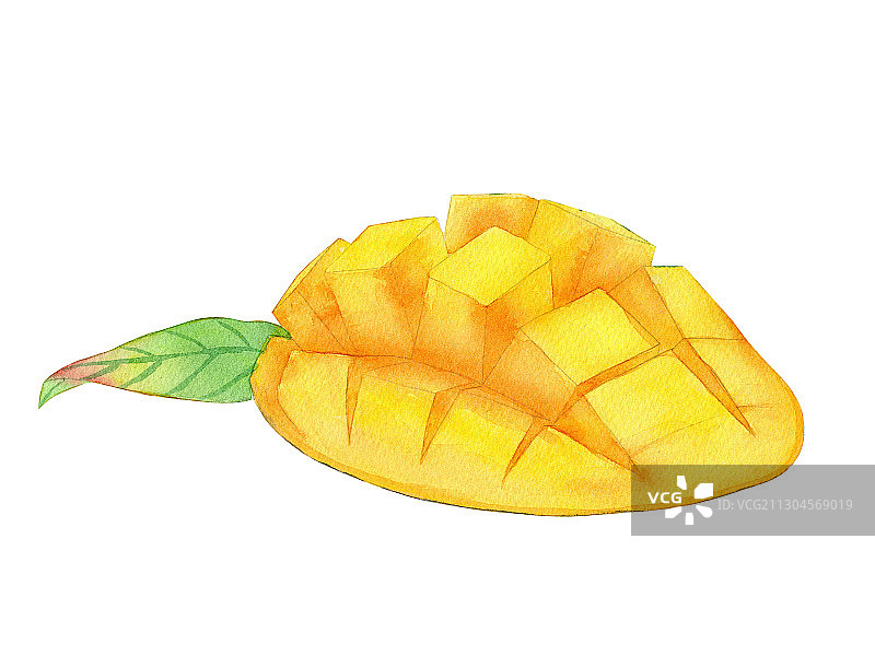 手绘水彩水果芒果果肉元素素材插画图片素材