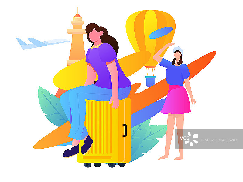 节假日旅游出行人物互联网背景矢量插画图片素材