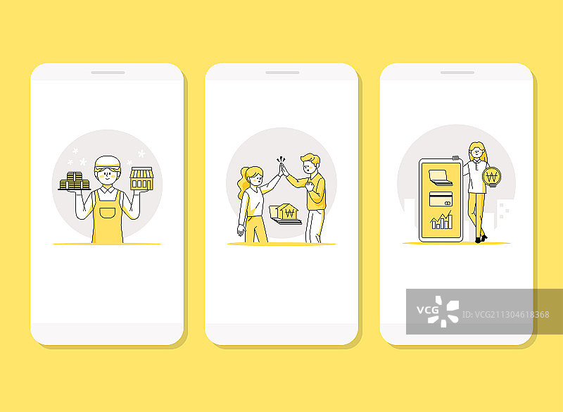 移动应用页面着陆页模板插画008图片素材