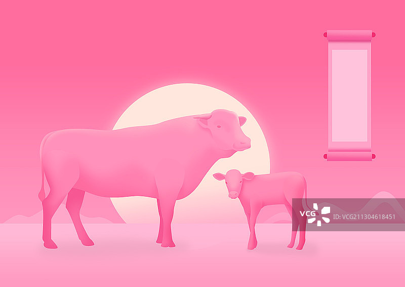 2021牛年新年贺卡日历设计图片素材