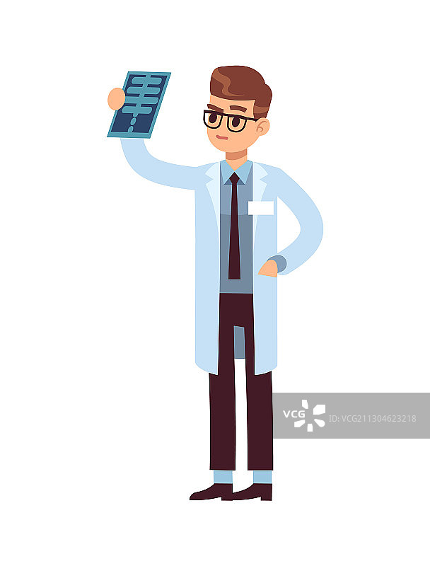 医生拿着X光片观察图片素材