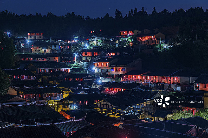 山村夜色图片素材