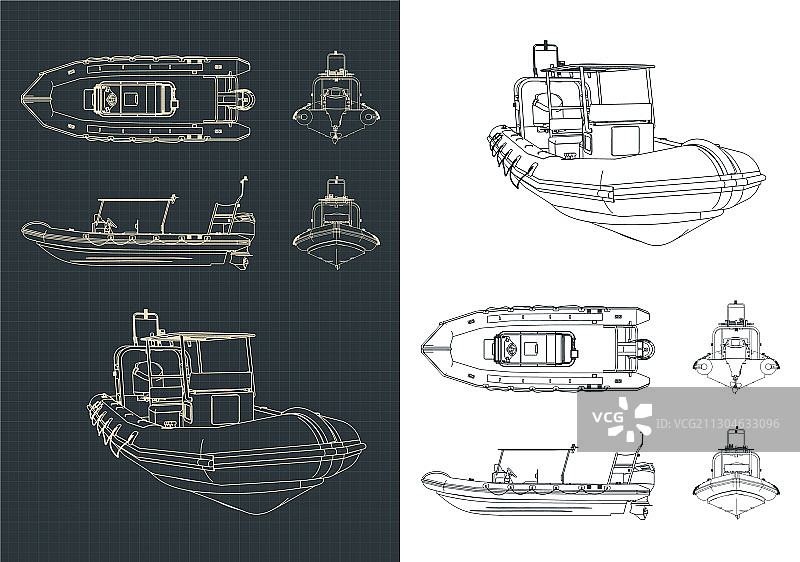 硬壳充气船图纸图片素材