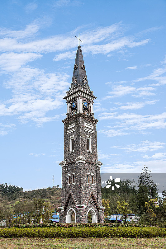 重庆南川大观黎香湖教堂钟楼图片素材