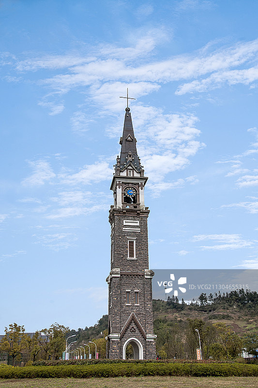 重庆南川大观黎香湖教堂钟楼图片素材