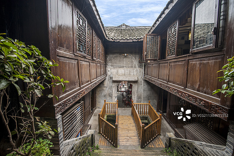 重庆巴南区丰盛古镇“十全堂”大厅走廊图片素材