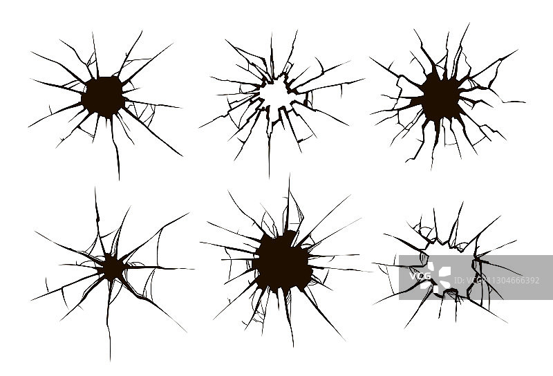 玻璃表面裂纹孔洞图片素材