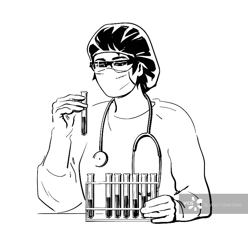 女医生手持血液样本试管图片素材